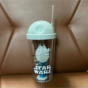 NEW Zak Star Wars 22oz Plastic Straw Tumbler with Lid and 3D Millennium Falcon